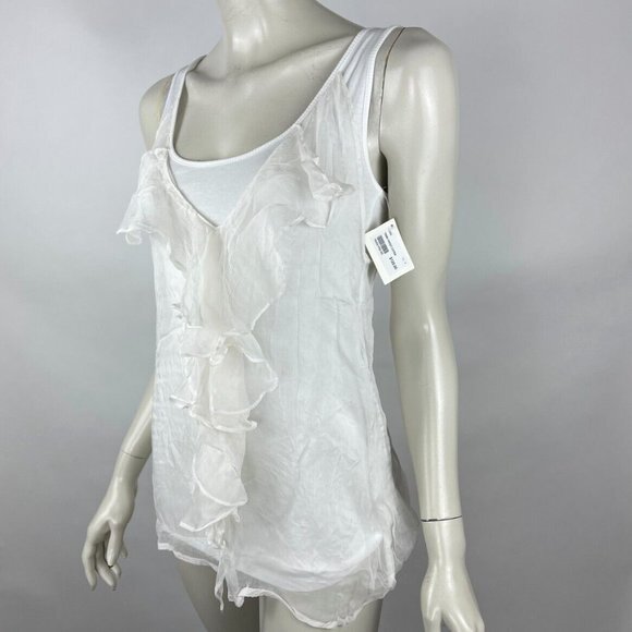 Linq Frost Extra Tank Women XS NWT $120 Cotton Silk Ruffle Layer Top Sleeveless - Picture 2 of 10
